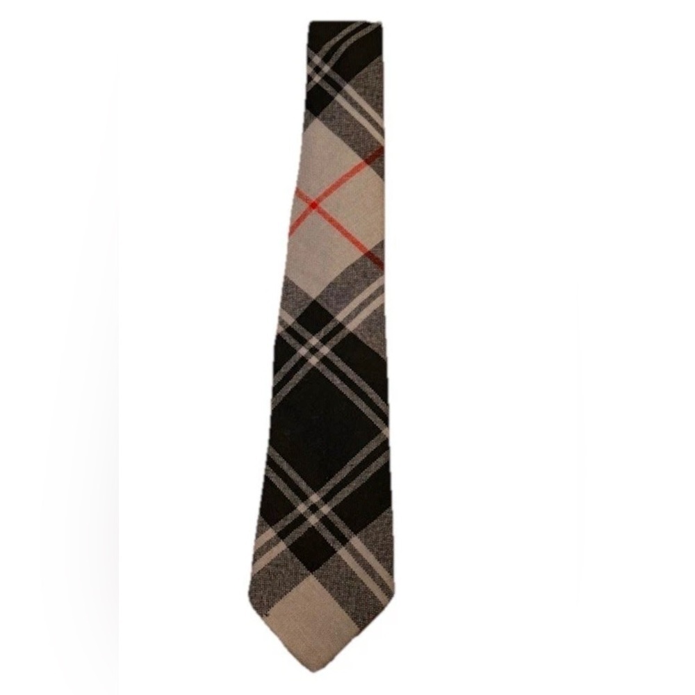 Moffat Scottish Wool Tartan Necktie Tan Black Plaid Made in Scotland